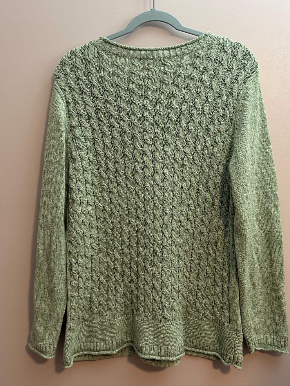 Appleseed's Sage Green Cable-Knit Crew Sweater - Picture 5 of 5